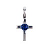 Croix de cou en argent 925°/°° avec pierres OZ au centre H. 1,8 cm (1,44 g) - 2 couleurs. Livree en boite.