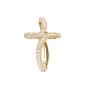 Croix de cou en filigrane plaqué or, sertie de pierres OZ– H. 1,8 cm. Livrée en boîte..