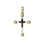 Croix de cou en plaqué or avec pierres OZ noires et blanches serties – H. 1,9 cm. Livrée en boîte..