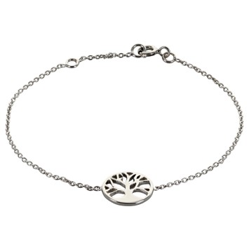 Bracelet en argent 925 (1,36 g), ajustable sur chaîne avec médaille Arbre de Vie Ø 1,1 cm. Livré en boîte.