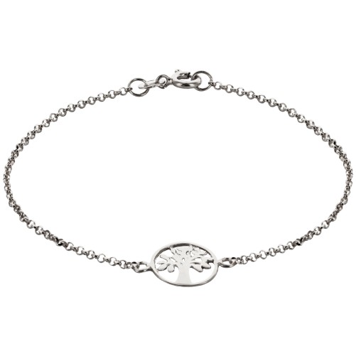 Bracelet en argent 925 °/°° ajustable sur chaine avec médaille de l'arbre de vie stylisée Ø 1.2 cm (1,58 g). Livré en boite.