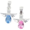 Pendentif ange en argent 925 °/°° avec pierres OZ H. 1,3 cm (1,20 g) - 2 couleurs. Livre en boite.