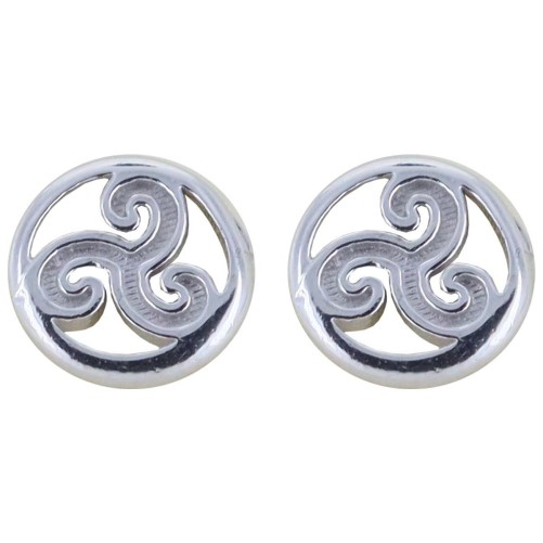 Boucle d'oreille triskel en argent 925 Rhodié (0.70g). Livrée sans boite..