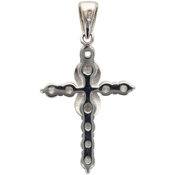 Croix de cou en pierres OZ, centre torsadé en argent 925 rhodié, hauteur 2,5 cm (1,62 g), livree en boite..