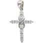 Croix de cou en pierres OZ, centre torsadé en argent 925 rhodié, hauteur 2,5 cm (1,62 g), livree en boite..