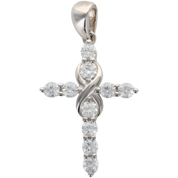 Croix de cou en pierres OZ, centre torsadé en argent 925 rhodié, hauteur 2,5 cm (1,62 g), livree en boite..