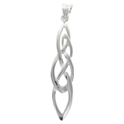 Pendentif long entrelacé en argent 925 °/°° Rhodié (1.4 g). Livré en boîte..