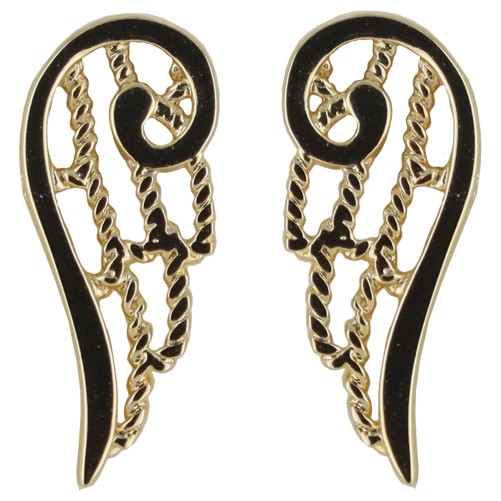 Boucle d'oreille forme aile d'ange en plaqué or H 1.5 cm. Livré en boite..