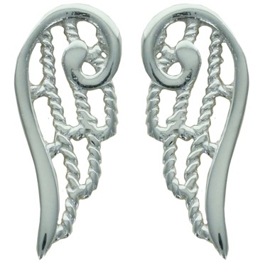 Boucle d'oreille forme aile d'ange en argent 925 rhodié. H 1.5 cm (1.2 g). Livrée en boite..