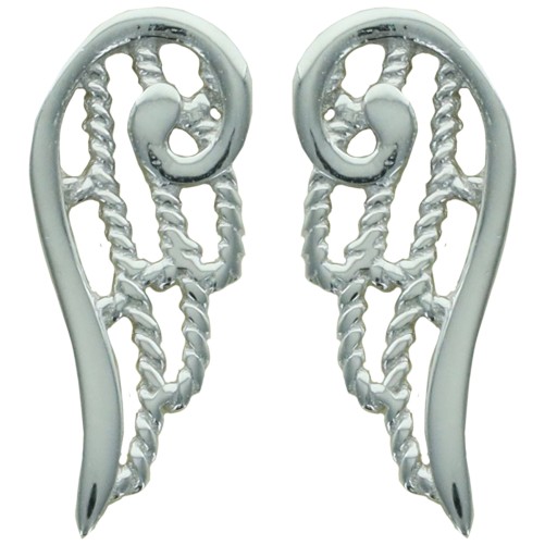 Boucle d'oreille forme aile d'ange en argent 925 rhodié. H 1.5 cm (1.2 g). Livrée en boite..