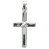Croix de cou avec nœud au centre en argent rhodié 925 °/°°. H 2,4 cm (0.50 g). Livrée en boite..