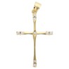 Croix de cou sertie de pierres OZ aux extrémités, en plaqué or H 2,8 cm Livrée en boite..