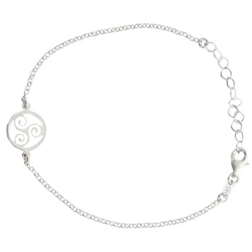 Bracelet en argent 925 °/°° ajustable sur chaine avec médaille triskel (2,3 g). Livré en boite..