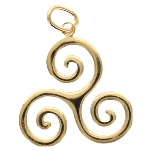 Pendentif triskel 2 cm en plaqué or. Livré en boite..
