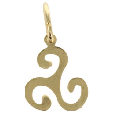 Pendentif triskel 1,3 cm en plaqué or. Livré en boîte..