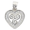 Pendentif cœur avec triskel en argent 925 rhodié, 1,5 cm, pierres OZ (1,2 g). Livré en boîte.