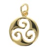 Pendentif triskel ajouré 1.5 cm en plaqué or. Livré en boite..