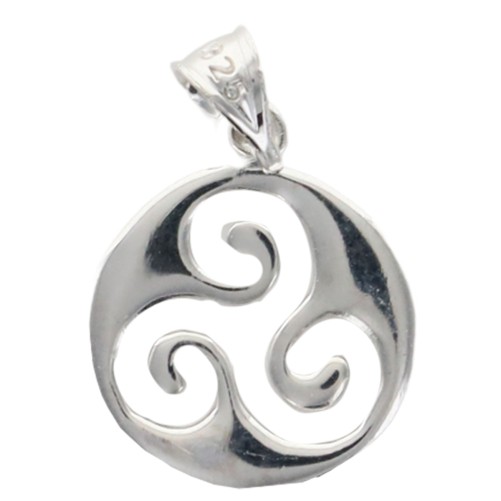 Pendentif triskel ajouré 1,5 cm en argent 925 °/°° Rhodié (0.9 g). Livré en boite..