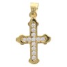 Croix de cou en plaqué or sertie de pierres OZ H. 1,7 cm. Livrée en boite.