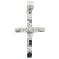 Croix de cou en argent 925 °/°° rhodié, avec pierres OZ H. 2 cm (0.8 g). Livrée en boite..