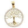 Pendentif arbre de vie en plaqué or avec cercle serti de pierres OZ H 1.5 cm. Livré en boite..