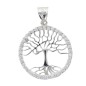 Pendentif arbre de vie en argent 925 °/°° rhodié avec cercle serti de pierres OZ H 1.5 cm (1 g). Livré en boite..