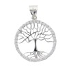 Pendentif arbre de vie en argent 925 °/°° rhodié avec cercle serti de pierres OZ H 1.5 cm (1 g). Livré en boite..