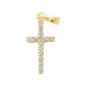 Croix en plaqué or avec pierres OZ H. 1,5 cm. Livrée en boite..