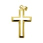 Croix en plaqué or ajourée H. 2,3 cm. Livrée en boite..