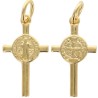 Croix de cou en plaqué or de saint Benoit avec médaille au centre H. 2.1 cm. Livrée en boite..