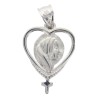 Pendentif ajouré forme cœur avec Vierge et croix en argent 925 °/°° rhodié H. 1,5 cm (1.1 g). Livré en boite..