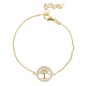 Bracelet en plaqué or ajustable sur chaine avec arbre de vie entouré de pierres OZ. Livré en boite..