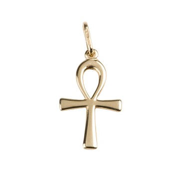 Croix de vie en plaqué or (clé égyptienne) – H. 2 cm. Livrée en boîte..