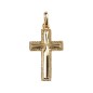 Croix de cou en plaqué or avec incrustation de pierres OZ H. 2 cm. Livrée en boite.