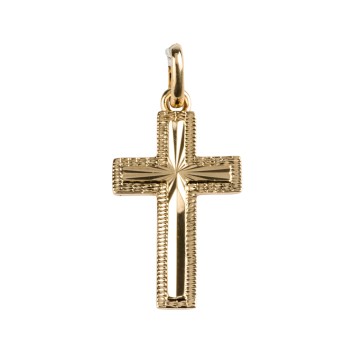 Croix de cou en plaqué or avec incrustation de pierres OZ H. 2 cm. Livrée en boite.