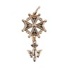Croix de cou huguenote en plaqué or – H. 3,5 cm. Livrée en boîte..
