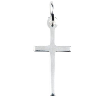 Croix de cou bâton fine en argent 925 °/°° H. 2 cm (0,96 g). Livrée en boite.