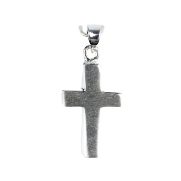 Croix de cou sablée en argent 925 °/°° H. 2 cm (1,94 g). Livrée en boite.