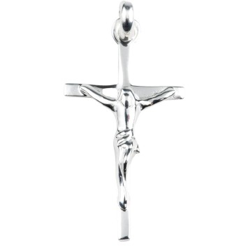 Croix de cou baton en argent 925 °/°°  avec Christ H. 2,4 cm (1,07 g). Livree en boite