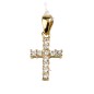 Croix de cou en plaqué or sertie de pierres OZ – H. 1,5 cm. Livrée en boîte..