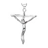 Croix de cou bâton en argent 925 °/°° avec Christ moderne H. 2,7 cm (1,98 g). Livrée en boite.