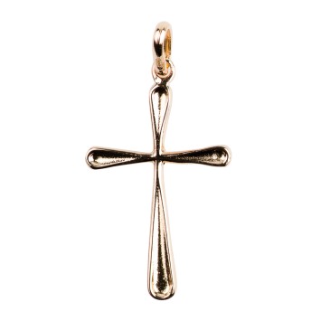 Croix de cou incurvée en plaqué or avec bords arrondis – H. 2,5 cm. Livrée en boîte..