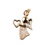 Pendentif ange avec cœur en plaqué or, serti de pierres OZ blanches – H. 2,5 cm. Livré en boîte..