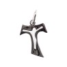 Croix de cou en argent 925 (1,44 g) de Tau avec Christ émaillé blanc – H. 2 cm. Livrée en boîte..