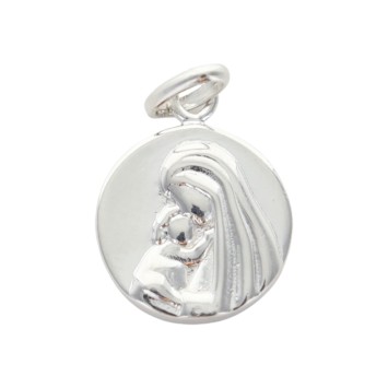 Médaille en argent 925 de la Vierge à l’Enfant Ø 1,2 cm (1,72 g). Livrée en boîte..