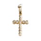 (12889) Croix de cou arrondie en plaqué or sertie de pierres OZ H. 2,4 cm. Livrée en boite.