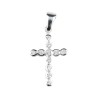 Croix de cou arrondie en argent 925 (1,50 g) sertie de pierres OZ – H. 2,4 cm. Livrée en boîte..
