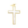 Croix de cou en plaqué or et nacre (3,45 g) – H. 2,2 cm. Livrée en boîte..
