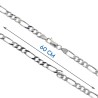 Chaine argent 925 °/°° maille figaro alternée (1X3), fermoir ovale à ressort..