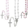 Chapelet en argent 925°/°° avec fermoir (7,30 g) grains facettes Ø 5 mm croix plate. Livre en boite. Plusieurs couleurs..